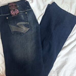 Almost Famous Blue Flare Wide Leg Jeans with Vintage Charm